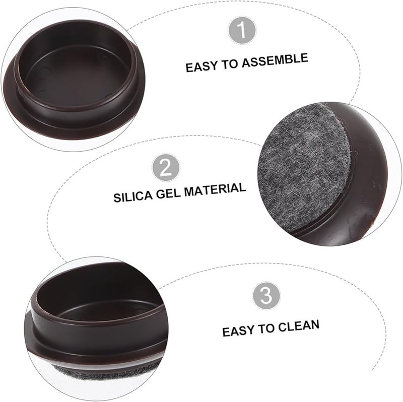 Gatuida 4 Pcs Felt Furniture Foot Pads Protective Caster Cups For Carpets And Hard Floors - Image 5